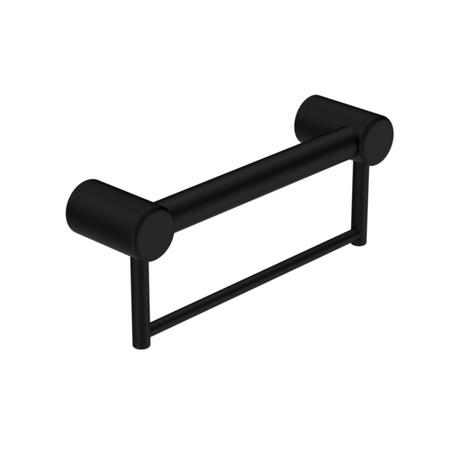 Nero Mecca Care 32mm Grab Rail With Towel Holder 300mm Matte Black NRCR3212BMB - Towel Rails