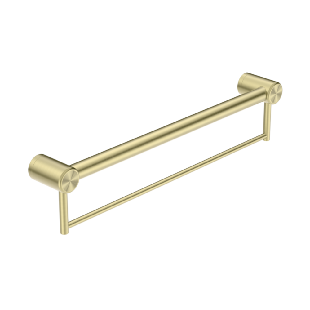 Nero Mecca Care 32mm Grab Rail With Towel Holder 600mm Brushed Gold NRCR3224BBG - Towel Rails