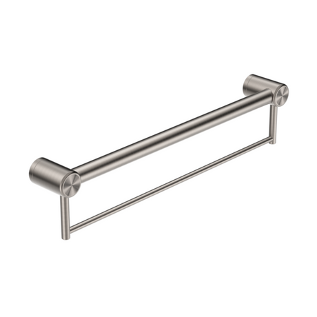 Nero Mecca Care 32mm Grab Rail With Towel Holder 600mm Brushed Nickel NRCR3224BBN - Towel Rails