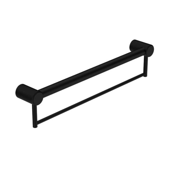 Nero Mecca Care 32mm Grab Rail With Towel Holder 600mm Matte Black NRCR3224BMB - Towel Rails