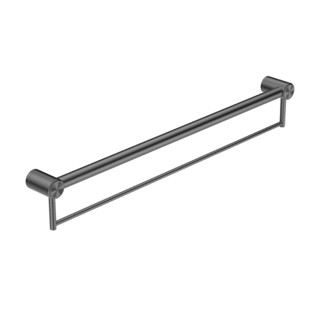 Nero Mecca Care 32mm Grab Rail With Towel Holder 900mm Gun Metal NRCR3230BGM - Towel Rails
