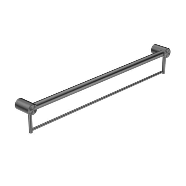 Nero Mecca Care 32mm Grab Rail With Towel Holder 900mm Gun Metal NRCR3230BGM - Towel Rails