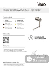 Nero Mecca Care Heavy Duty Toilet Roll Holder Chrome NRCR3286CH - TOILET ROLL HOLDERS