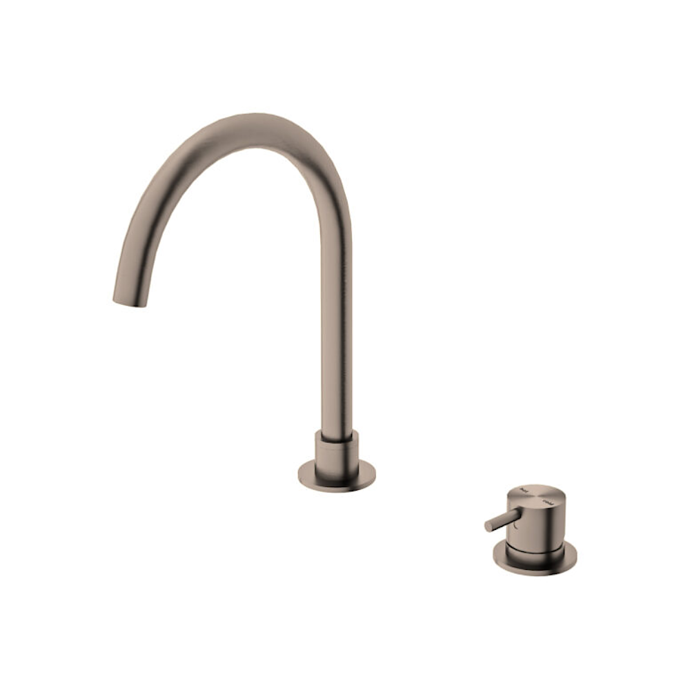 Nero Mecca Hob Basin Mixer Round Spout Brushed Bronze NR221901bBZ - Hob Mixer Sets