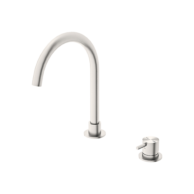 Nero Mecca Hob Basin Mixer Round Spout Brushed Nickel NR221901bBN - Hob Mixer Sets