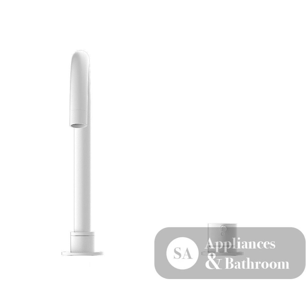 Nero Mecca Hob Basin Mixer Round Spout Matte White NR221901bMW - Hob Mixer Sets