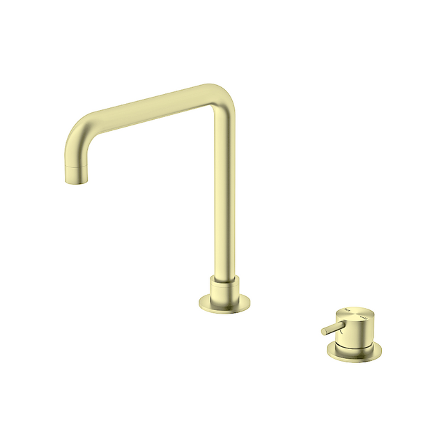 Nero Mecca Hob Basin Mixer Square Spout Brushed Gold NR221901cBG - Hob Mixer Sets
