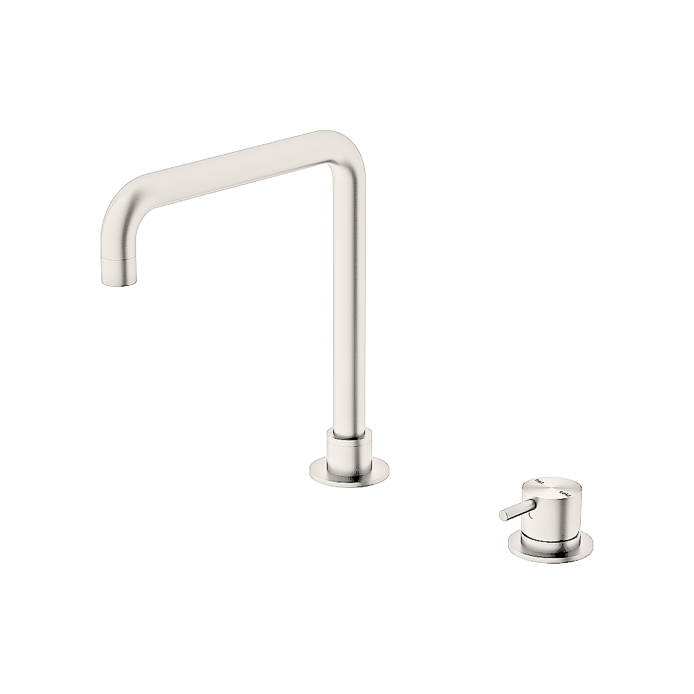 Nero Mecca Hob Basin Mixer Square Spout Brushed Nickel NR221901cBN - Hob Mixer Sets