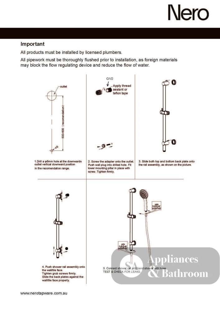 Nero Mecca Rail Shower With Air Shower Brushed Nickel NR221905aBN - Rail Showers