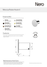 Nero Mecca Robe Hook II Matte White NR1982AMW