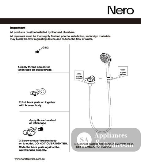 Nero Mecca Shower Bracket With Air Shower II Brushed Nickel NR221905FBN - Hand Showers
