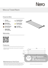Nero Mecca Towel Rack Brushed Nickel NR1989BN - Towel Rails