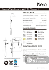 Nero Mecca Twin Shower With Air Shower II Brushed Gold NR221905HBG - Twin Showers