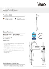 Nero Mecca Twin Shower With Shower Gun Metal NR221905eGM