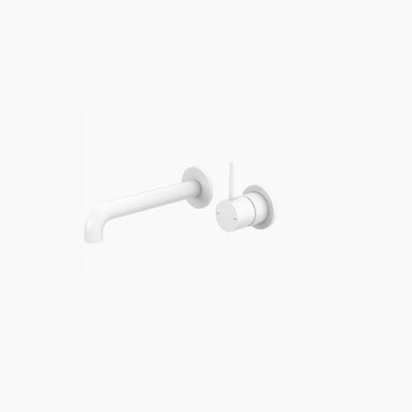 Nero Mecca Wall Basin/Bath Mixer Separate Back Plate Handle Up 230mm Matte White NR221910D230MW - Wall Mixers & Spouts