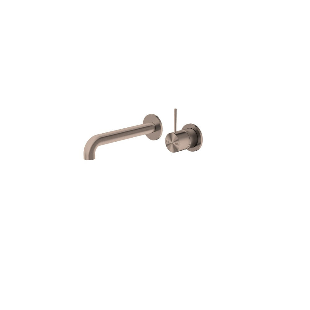 Nero Mecca Wall Basin/Bath Mixer Separate Back Plate Handle Up 260mm Brushed Bronze NR221910D260BZ - Wall Mixers &