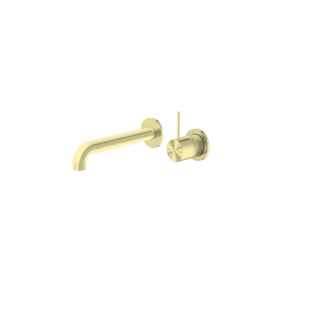 Nero Mecca Wall Basin/Bath Mixer Separate Back Plate Handle Up 260mm Brushed Gold NR221910D260BG - Wall Mixers & Spouts
