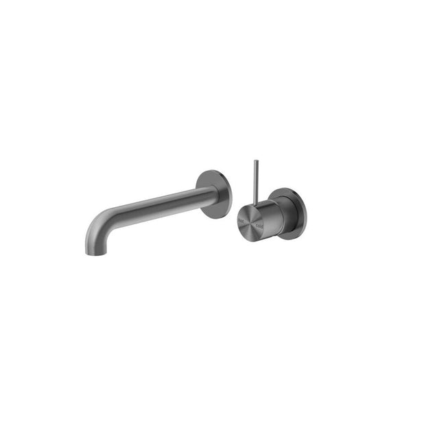 Nero Mecca Wall Basin/Bath Mixer Separate Back Plate Handle Up 260mm Gun Metal NR221910D260GM - Wall Mixers & Spouts