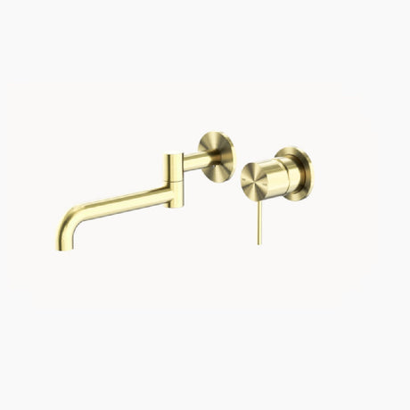 Nero Mecca Wall Basin/Bath Mixer Swivel Spout 225mm Brushed Gold NR221910RBG - Wall Mixers & Spouts