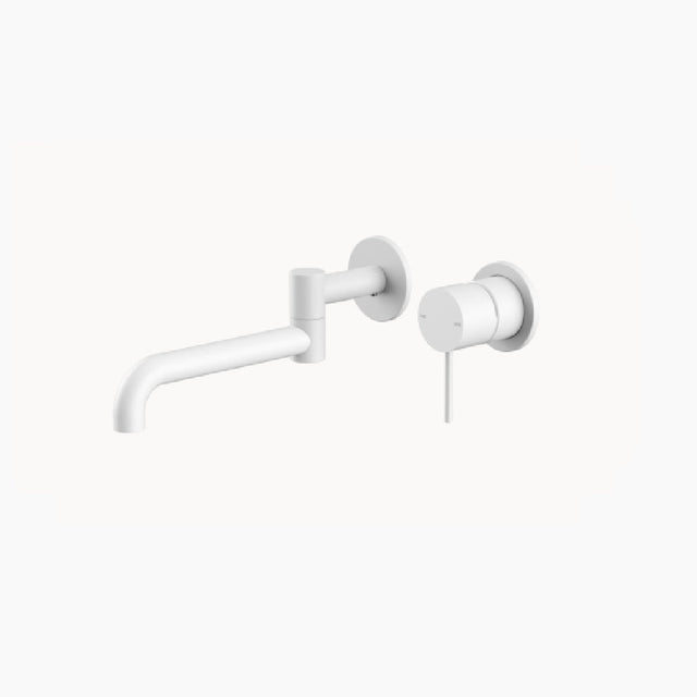 Nero Mecca Wall Basin/Bath Mixer Swivel Spout 225mm Matte White NR221910RMW - Wall Mixers & Spouts