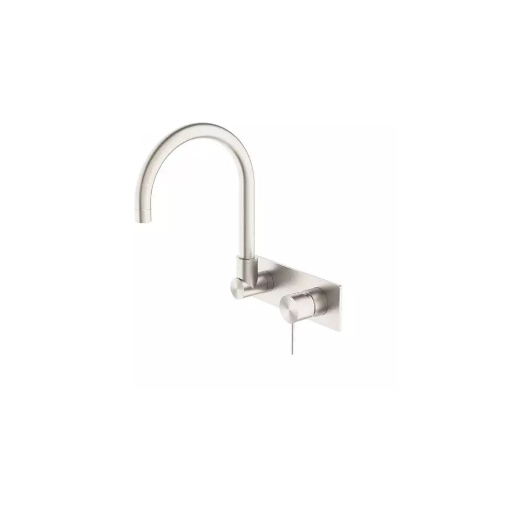 Nero Mecca Wall Basin/Bath Mixer Swivel Spout Brushed Nickel NR221910QBN - Wall Mixers & Spouts