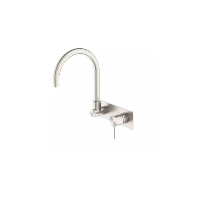 Nero Mecca Wall Basin/Bath Mixer Swivel Spout Brushed Nickel NR221910QBN - Wall Mixers & Spouts