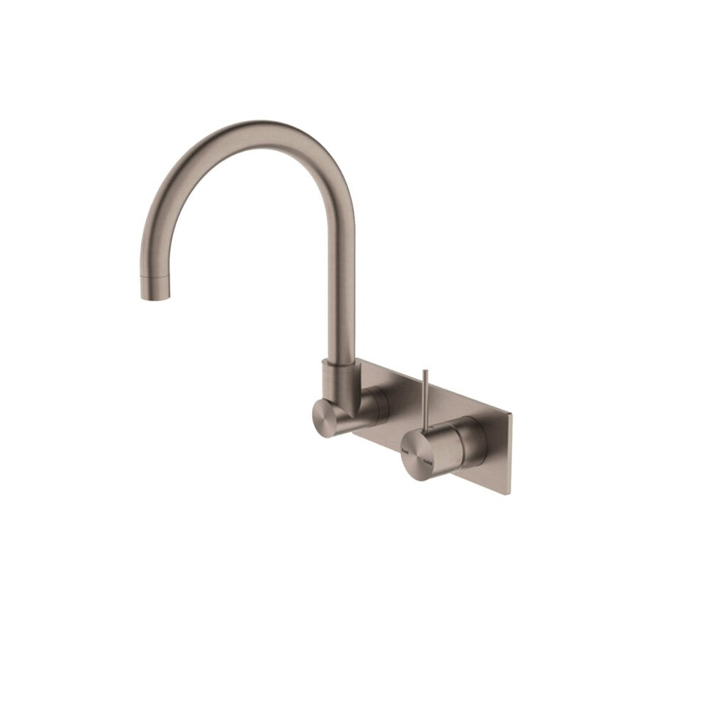Nero Mecca Wall Basin/Bath Mixer Swivel Spout Handle Up Brushed Bronze NR221910PBZ - Wall Mixers & Spouts