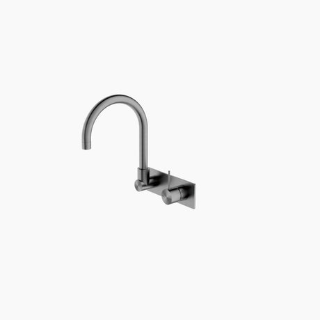 Nero Mecca Wall Basin/Bath Mixer Swivel Spout Handle Up Gun Metal NR221910PGM - Wall Mixers & Spouts