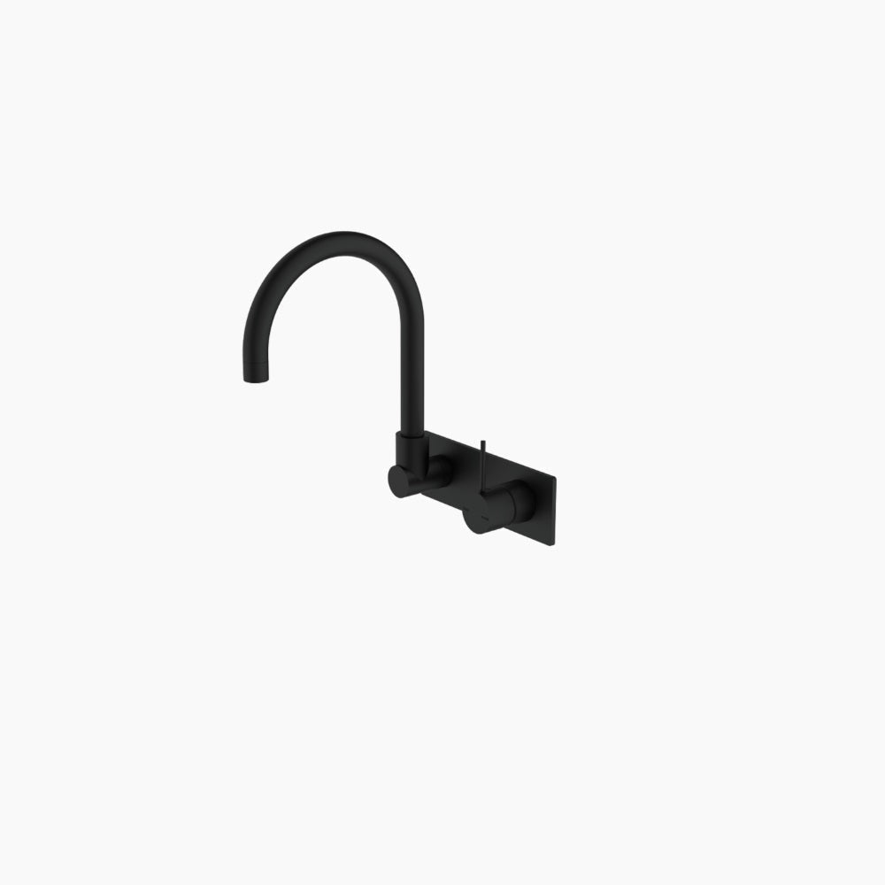 Nero Mecca Wall Basin/Bath Mixer Swivel Spout Handle Up Matte Black NR221910PMB - Wall Mixers & Spouts