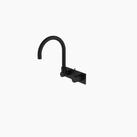 Nero Mecca Wall Basin/Bath Mixer Swivel Spout Handle Up Matte Black NR221910PMB - Wall Mixers & Spouts