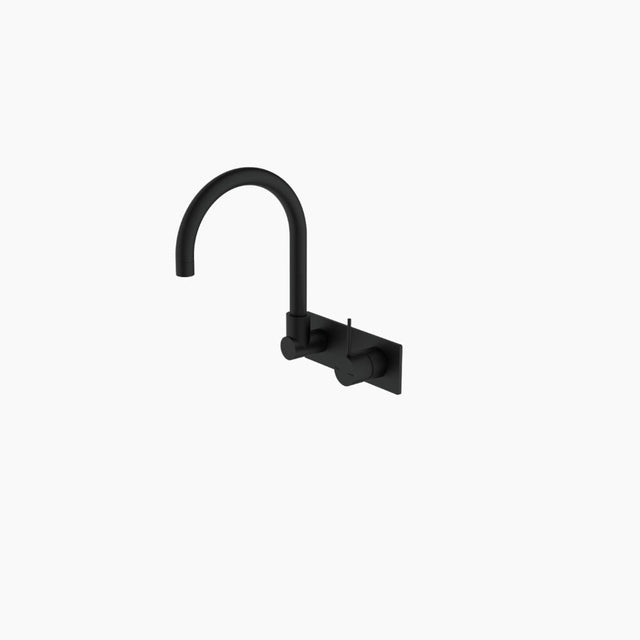 Nero Mecca Wall Basin/Bath Mixer Swivel Spout Handle Up Matte Black NR221910PMB - Wall Mixers & Spouts