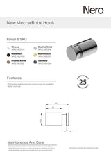 Nero New Mecca Robe Hook Matte Black NR2382MB