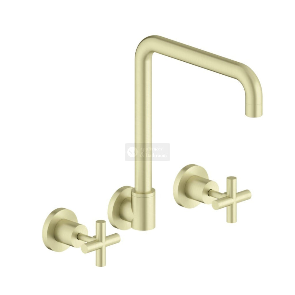 Nero NR201607BG X Plus Wall Kitchen Set Swivel Spout - Brushed Gold Tapware 3 Piece