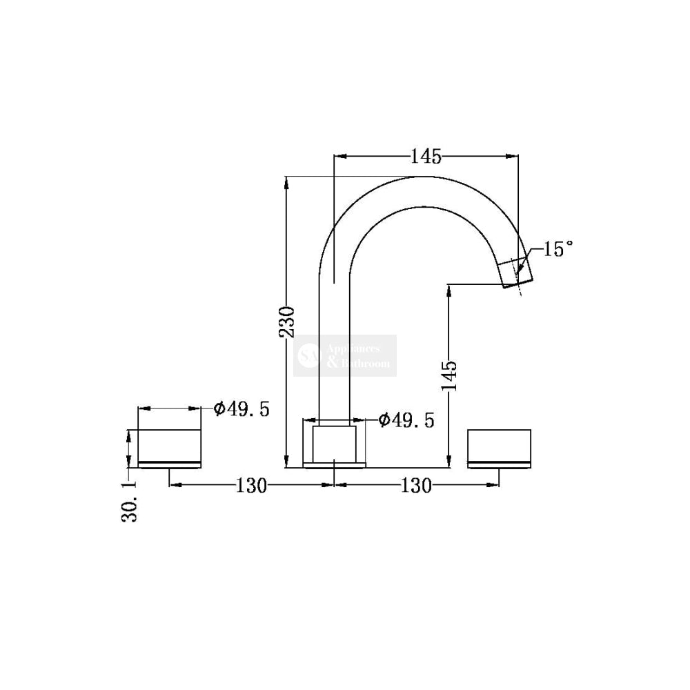 Nero NR211701GM Kara Basin Set - Gunmetal Grey Tapware 3 Piece