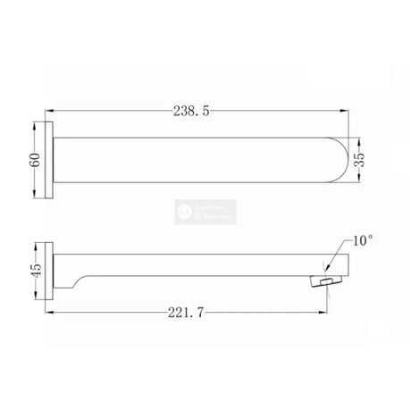 Nero NR301303CH Ecco Bath Spout - Chrome Bath Outlet