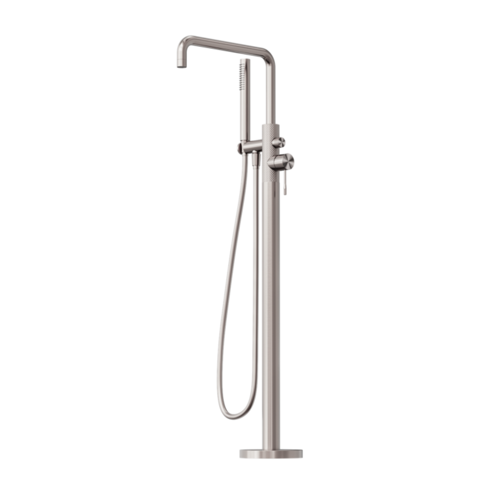 Nero Opal Freestanding Bath Mixer With Hand Shower Brushed Nickel NR251903ABN - Bath Fillers