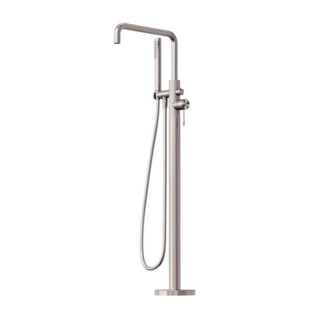 Nero Opal Freestanding Bath Mixer With Hand Shower Brushed Nickel NR251903ABN - Bath Fillers