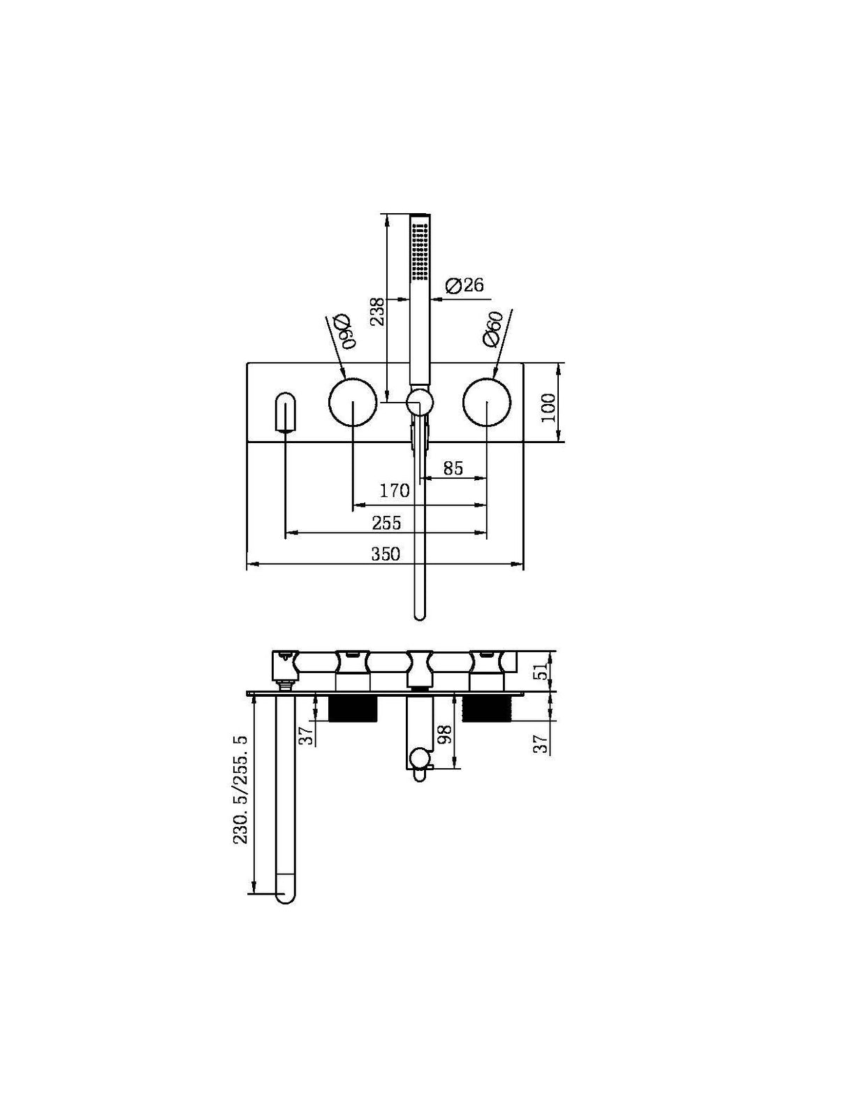 Nero Opal Progressive Shower System w/ 250mm Spout Brushed Bronze NR252003A250BZ