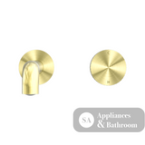Nero Opal Progressive Wall Basin Mixer 185mm Spout Brushed Gold NR252007a185BG - Wall Mixers & Spouts