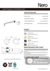 Nero Opal Progressive Wall Basin Mixer 185mm Spout Brushed Nickel NR252007a185BN - Wall Mixers & Spouts