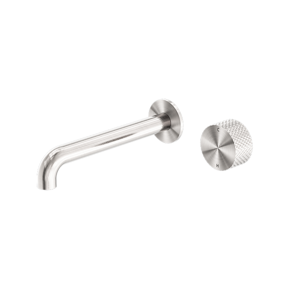Nero Opal Progressive Wall Basin Mixer 185mm Spout Brushed Nickel NR252007a185BN - Wall Mixers & Spouts