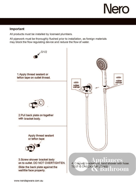 Nero Opal Shower Bracket with Air Shower Brushed Nickel NR251905BN - Hand Showers