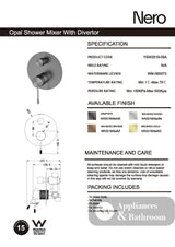 Nero Opal Shower Mixer with Diverter Brushed Nickel NR251909aBN - Wall Mixer Diverter
