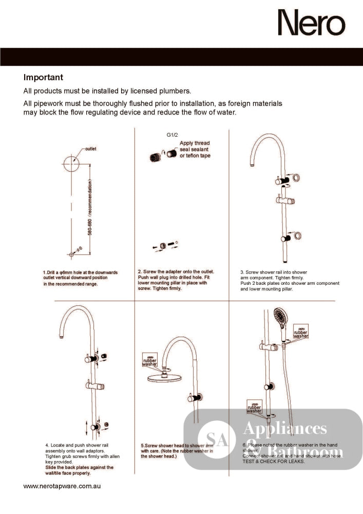 Nero Opal Shower Set Brushed Nickel NR251905eBN - Twin Showers