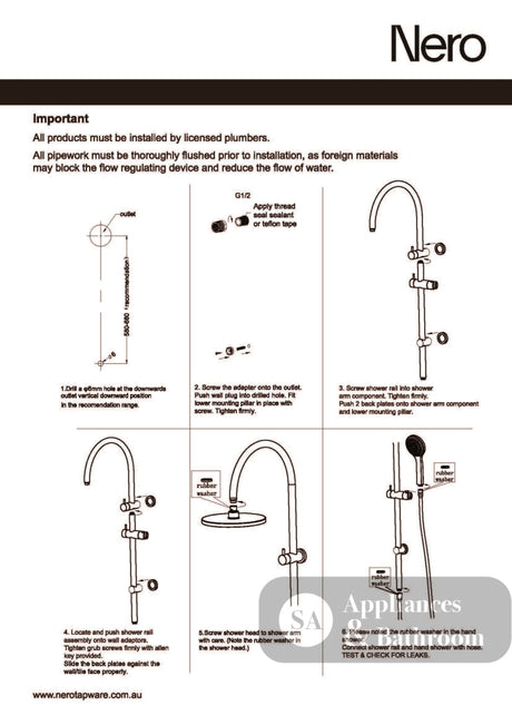 Nero Opal Twin Shower With Air Shower II Brushed Gold NR251905HBG - Twin Showers