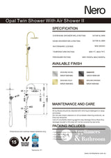 Nero Opal Twin Shower With Air Shower II Graphite NR251905HGR - Twin Showers