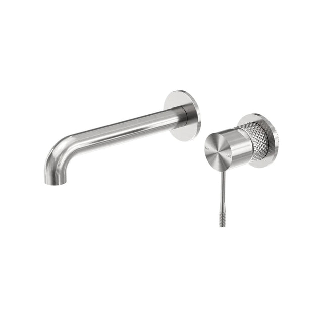 Nero Opal Wall Basin/Bath Mixer 120mm Spout Separate Back Plate Brushed Nickel NR251907B120BN - Wall Mixers & Spouts