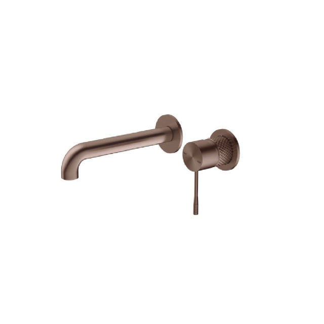 Nero Opal Wall Basin/Bath Mixer 230mm Spout Separate Back Plate Brushed Bronze NR251907B230BZ - Wall Mixers & Spouts