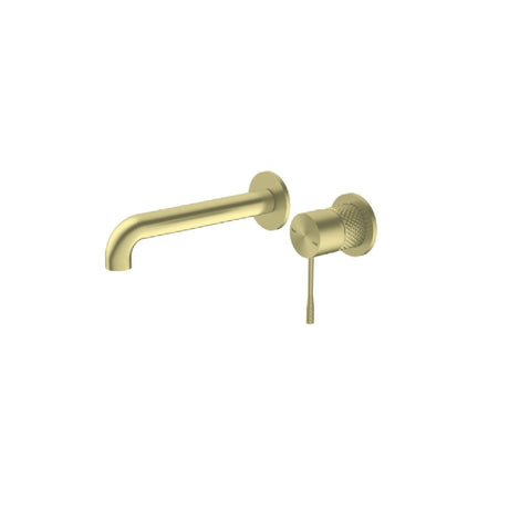 Nero Opal Wall Basin/Bath Mixer 230mm Spout Separate Back Plate Brushed Gold NR251907B230BG - Wall Mixers & Spouts