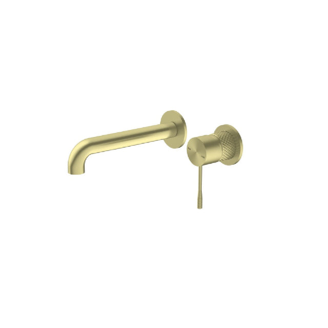 Nero Opal Wall Basin/Bath Mixer 230mm Spout Separate Back Plate Brushed Gold NR251907B230BG - Wall Mixers & Spouts